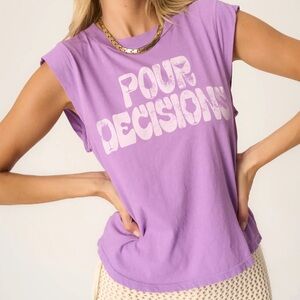 New with tags. Pour decisions muscle tank top. Purple. Project Social T